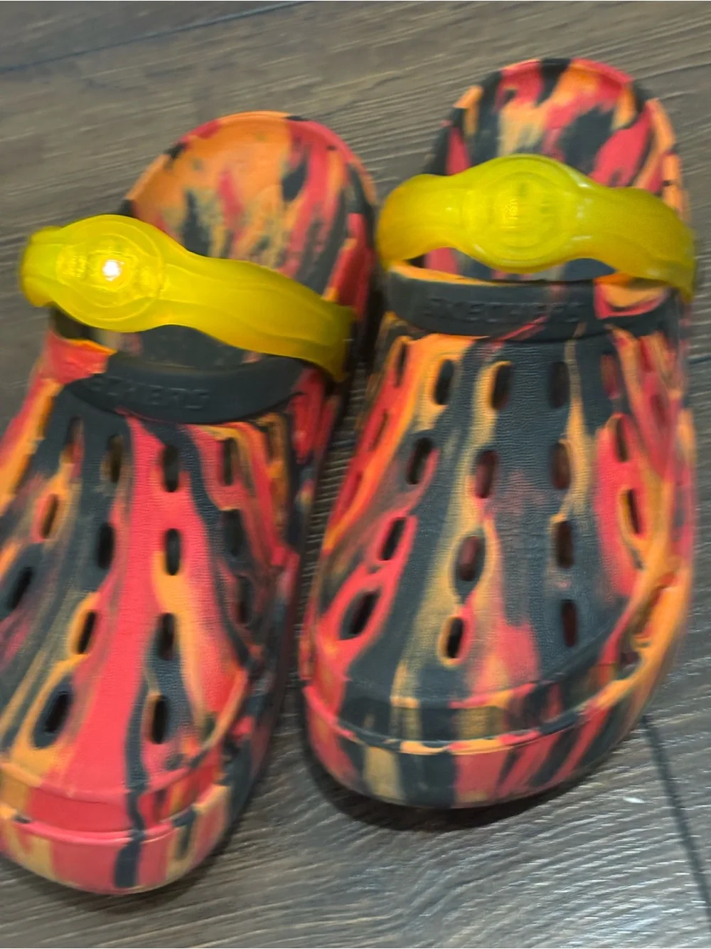 Skechers Kids' Yellow Strap Fire-Print light up Clogs